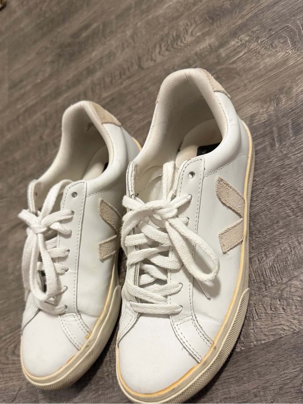Veja Women's White Sneakers with Beige Accents